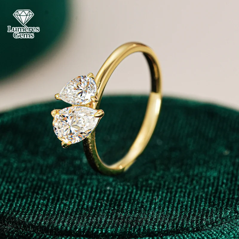 

Кольцо Lumiere Gems Pure 18K для женщин с двойным камнем морганита, квадратное, идеально для учителей, пар и ювелирных украшений для вечеринок друзей