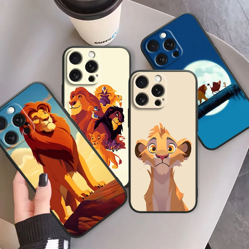 Lion King Disney Fashion Cool For iPhone 15 14 13 12 11 XS XR X 8 7 SE Pro Max Plus Mini Black Funda Phone Case