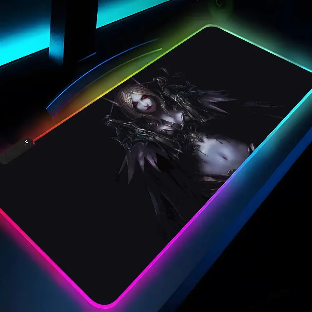 Alfombrilla de ratón W-World Of Warcraft Rgb Xxl, alfombrilla para ordenador portátil, alfombrilla para ratón para juegos, teclado retroiluminado, alfombrillas de mesa para chica, escritorio