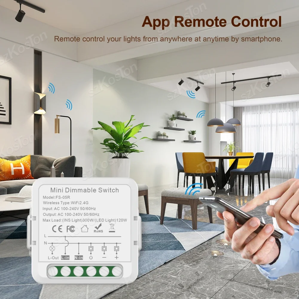 Tuya WiFi Smart Dimmer Switch Module Smart Light Bulb Dimmer Timer App Wireless Remote Control Works With Alexa Google Home