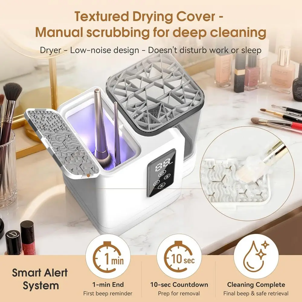 (AD11] Electric Makeup Brush Cleaner & Dryer Machine,Portable Cosmetic Brushes Cleaner Tool with Silicone Brush US Plug