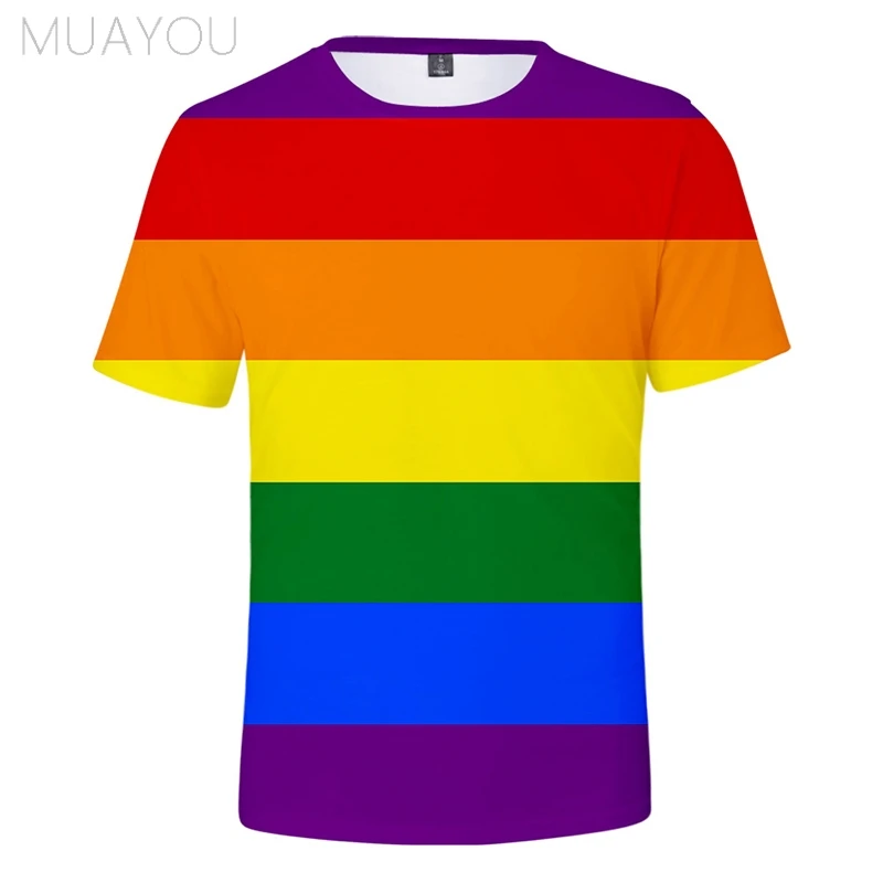 Lgbt تي شيرت قوس قزح العلم مثليات مثلي الجنس ثلاثية الأبعاد مضحك بلايز الصيف الرجال النساء قصيرة الأكمام تي شيرت بلوزات بلايز #1