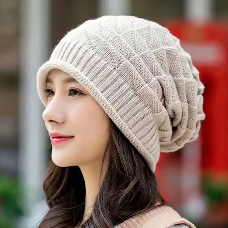 Beanies Knitted Hat Winter Women's Knitted Hat Casual Fashion Warm Ear Protector Hats Stacking Caps Men's Loose Windproof  Hats