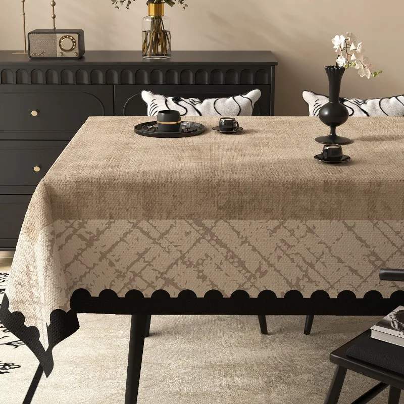 Tablecloth waterproof and oil-proof leave-in table mat light luxury high-end green coffee table view 5