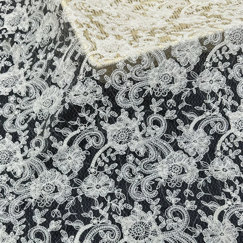 

Mesh Sparkling Lace Embroidered Fabric Fashion Wedding Dress Women's Clothing Handmade Sewing Fabric