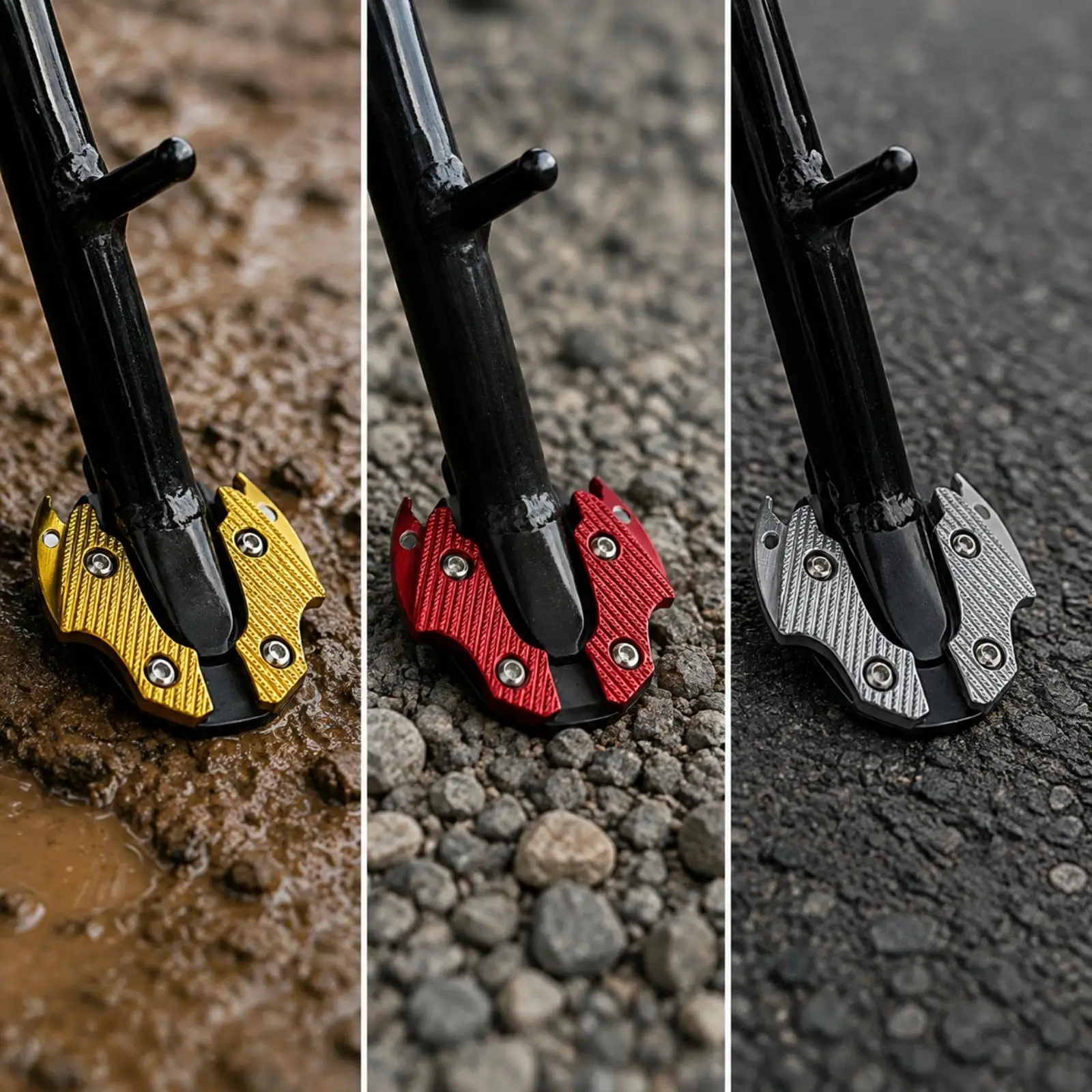 Motorcycle Kickstand Pad Foot Enlarger Aluminum Alloy Side Stand Plate Anti Sink Support for Motorbike Electric Scooter