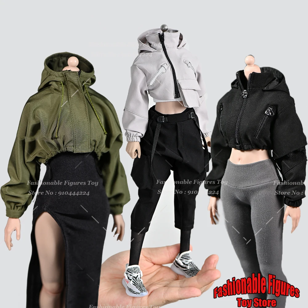 

1/6 Female Soldier Jacket Long Sleeve Functional Coat Fashion Black Multi Pocket Overalls Accessory For 12 Inches Action Figure