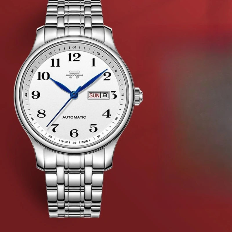 

Оригинальные автоматические механические часы Beijing Watch: классический календарь Shanggu, прозрачный задний корпус, повседневный подарок, мужские часы