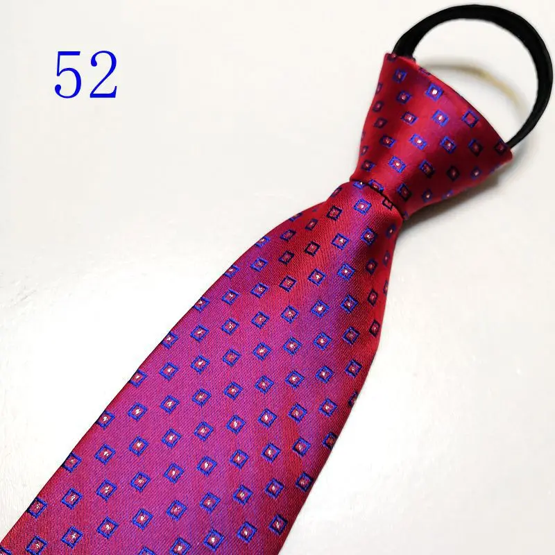 Corbatas con cremallera para hombre, corbata de 8CM, corbatas de seda de lunares a rayas sólidas, corbata con cremallera automática para hombre, corbatas perezosas azules