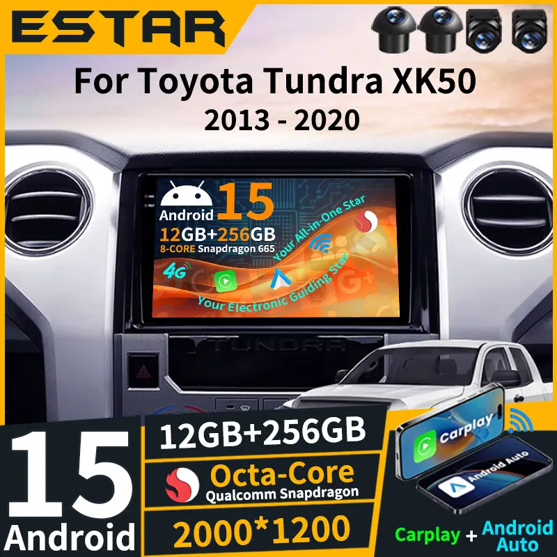 

Автомобильный радиоприемник Android 15 для Toyota Tundra XK50 2013-2020 Мультимедийный GPS-плеер Navi Головное устройство Беспроводной Carplay Auto Video BT QLED