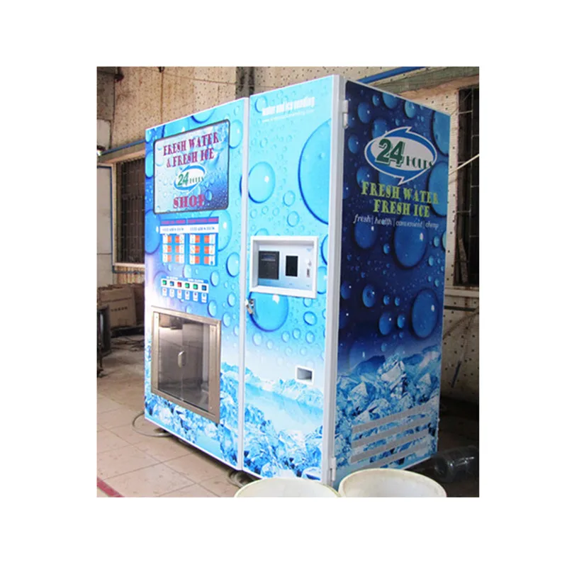 900kg/day Coin Bill Credit Card Operated Purified Ice Vending Machines Drinking Water Vending Machinery Beverage Vendo