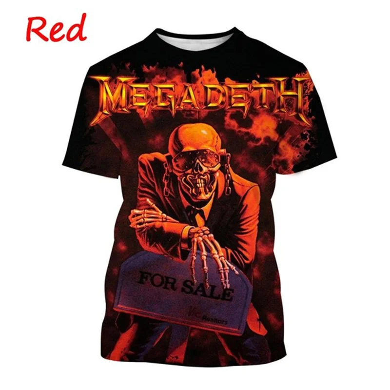 3D Vintage Megadeth Printing T-shirt Summer Fashion Men Ladies Popular T Shirts Hip Hop Style Short Sleeves Pullover Boys Tops