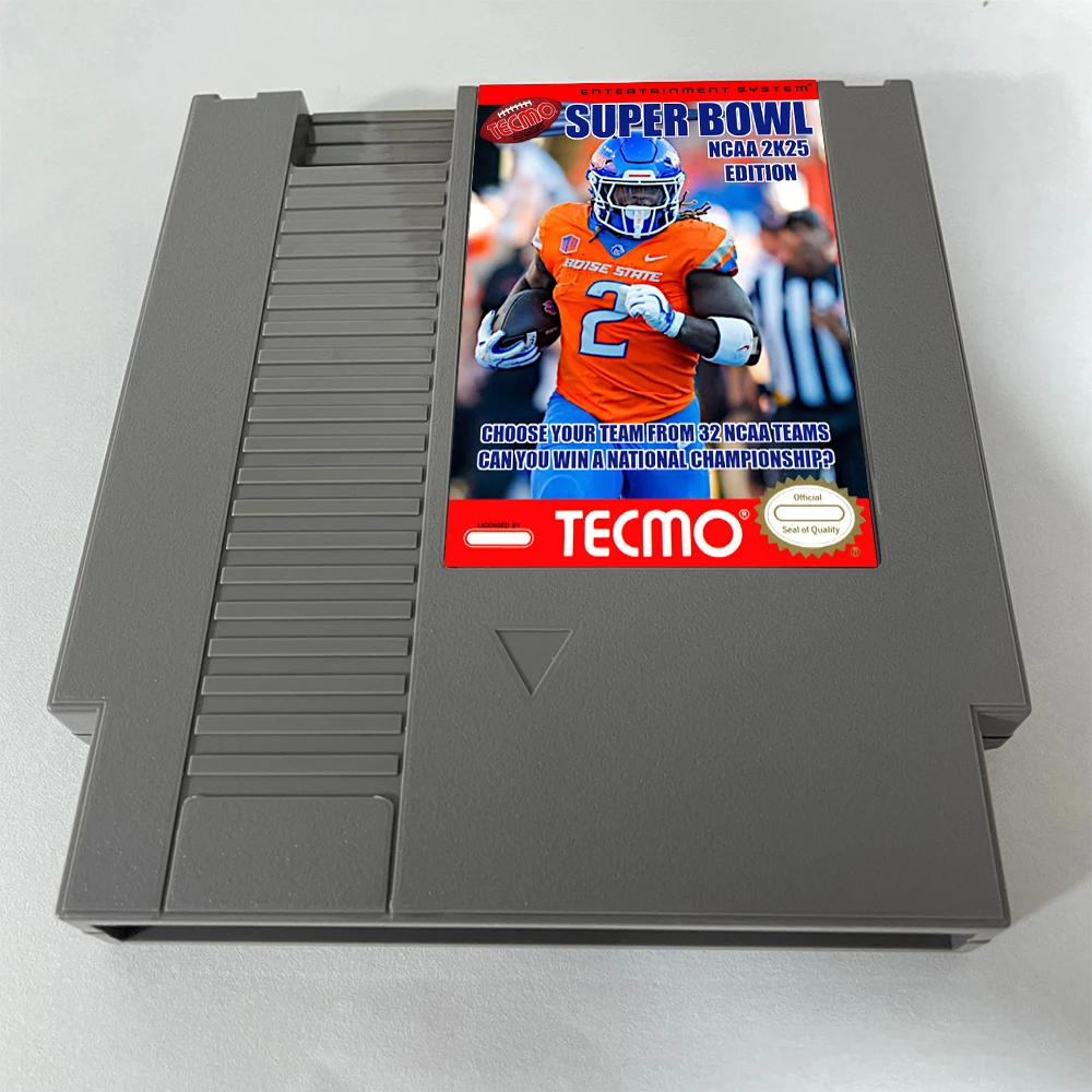 إصدار Tecmo Super Bowl NCAA 2K25 (تم تحديث: 01.01.25) - خرطوشة ألعاب NES لوحدة تحكم ألعاب الفيديو 72 دبابيس 8 بت