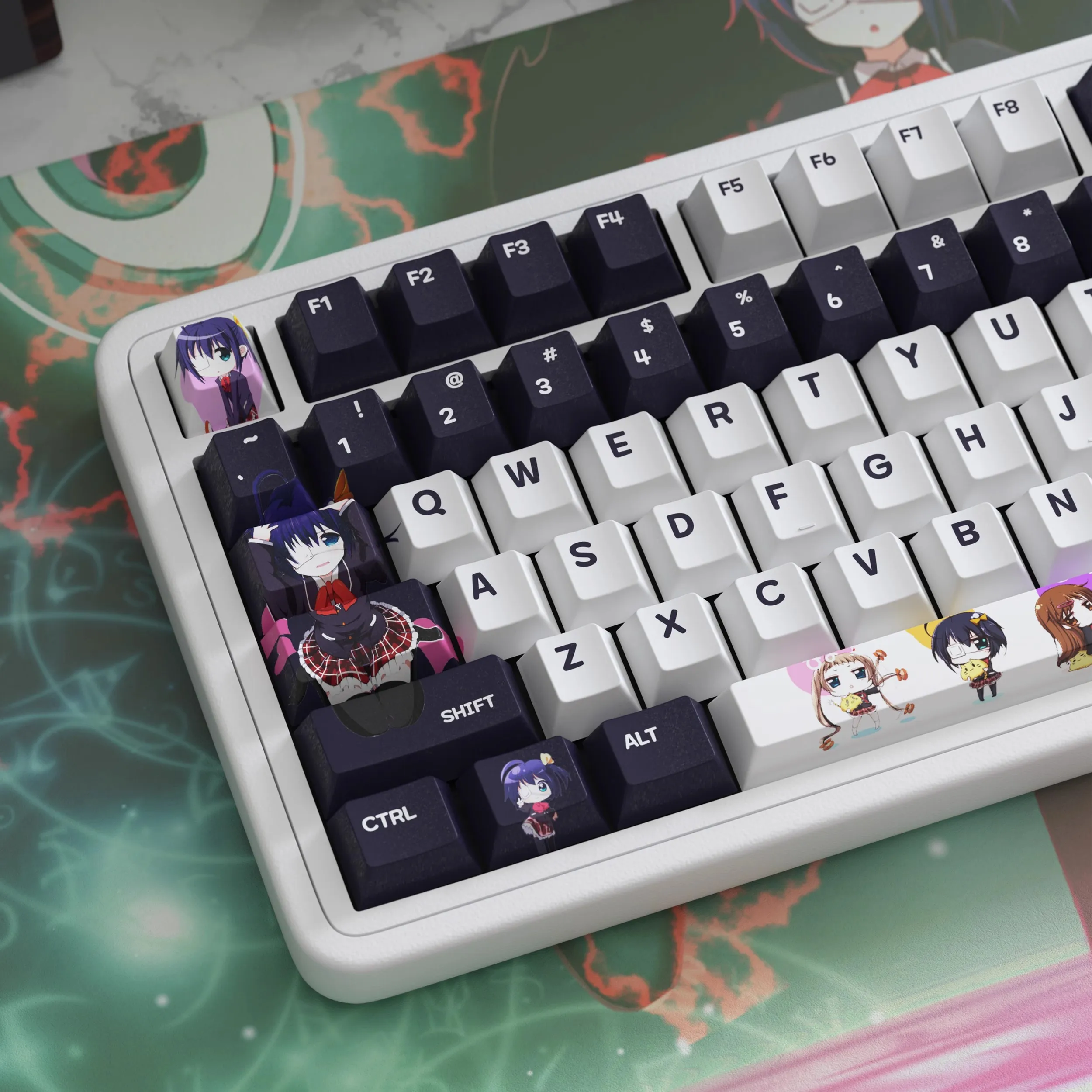 125 Keys/set Takanashi Rikka Theme Keycap PBT Dye Subbed Anime Cartoon Key Caps For MX Switch Keyboard Cherry Profile Keycaps