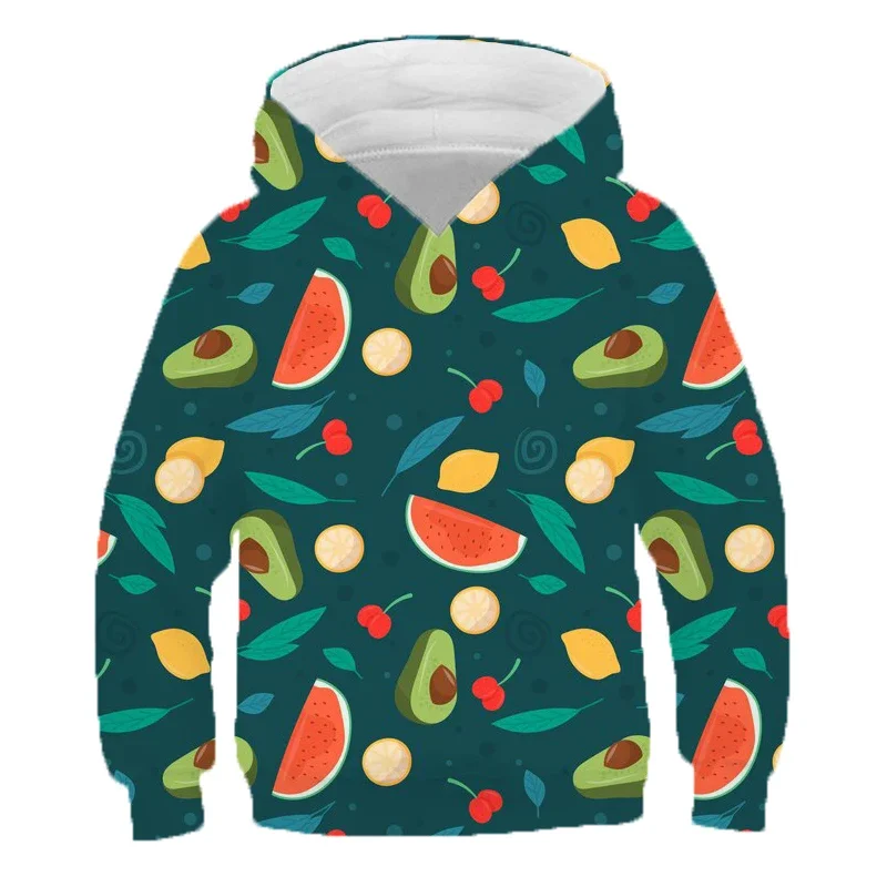 fruit pattern Hoodies Baby girl  Pullover Hoodies Children Boy Long Sleeve Polyester Sweatshirts Casual Hoodies kids hoodies