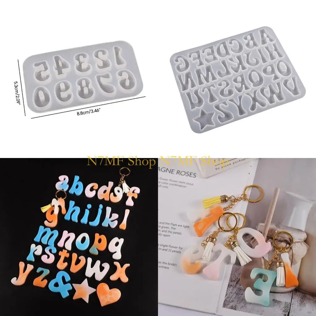 

N7MF Alphanumeric Resin Keychain Mold Letter Home Decoration Mold Handmade Jewelry