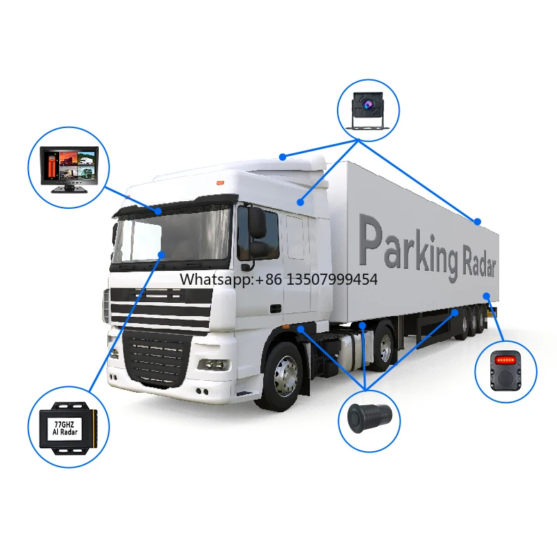 

77GHZ AI Radar Sensor Proximity Warning System Collision Avoidance,Blind Spot Detection Reverse Parking Radar for Truck Forklift