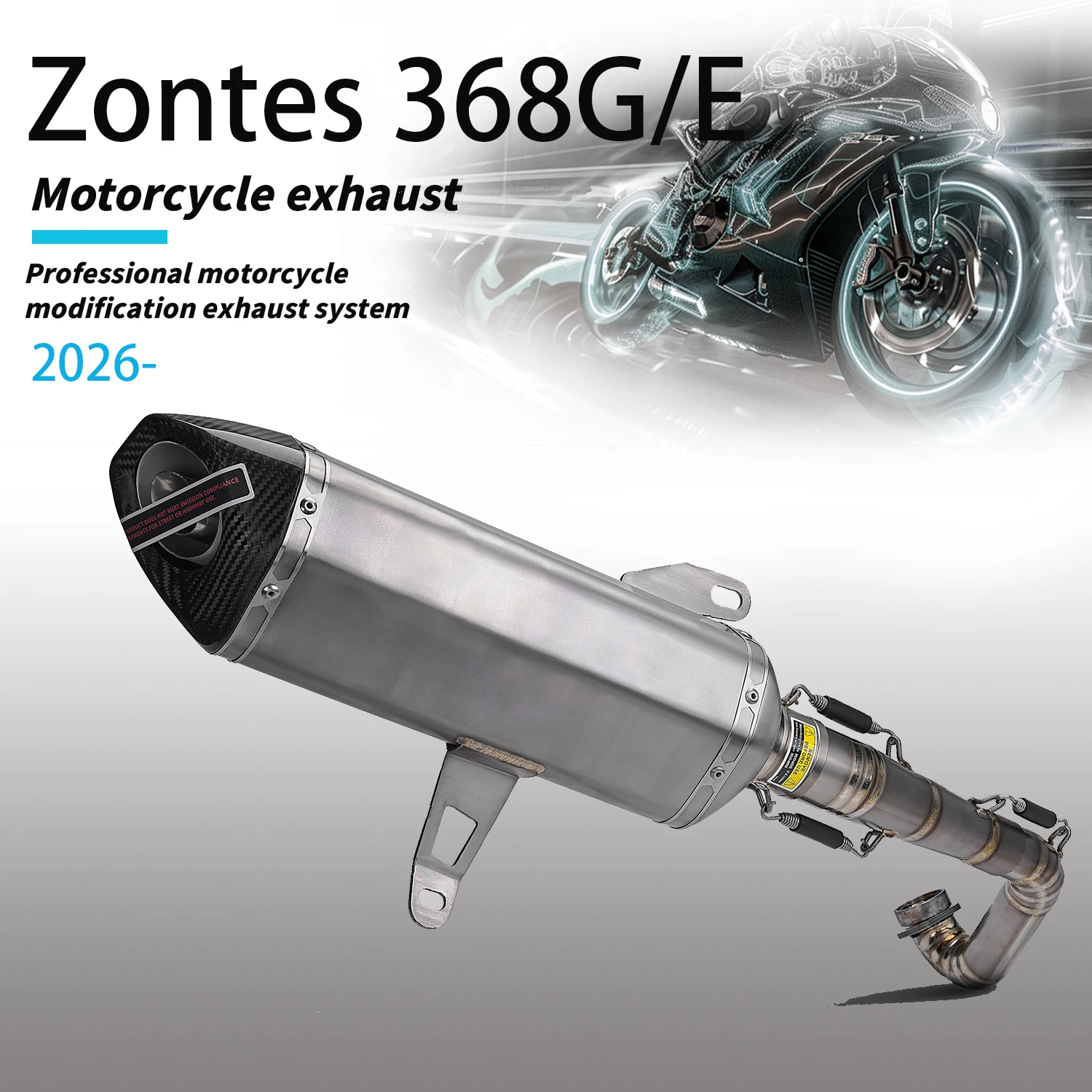 

For Zont 368G-368E 2026 years Motorcycle Full System titanium alloy Front Exhaust Carbon tip Muffler with DB Killer detachable
