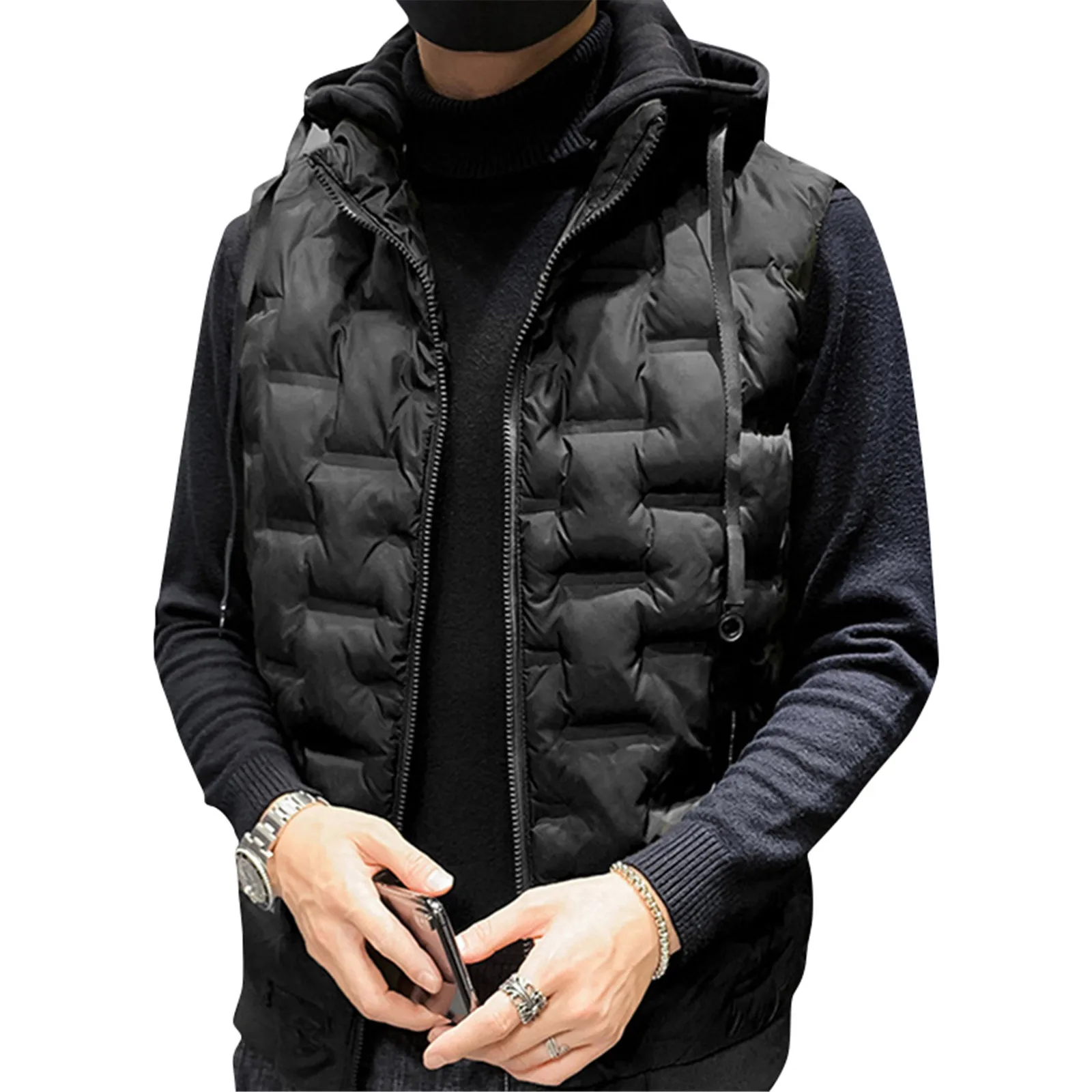 

Durbale Men's Autumn Casual Warm Down Vest With Removable Hooded Stylish Wadded Coat