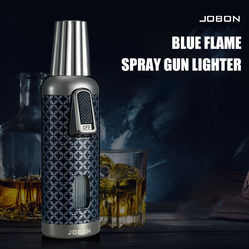 JOBON Blue Flame Lighter One Click Ignition Visible Gas Window Safety Lock Design Ignition Tool