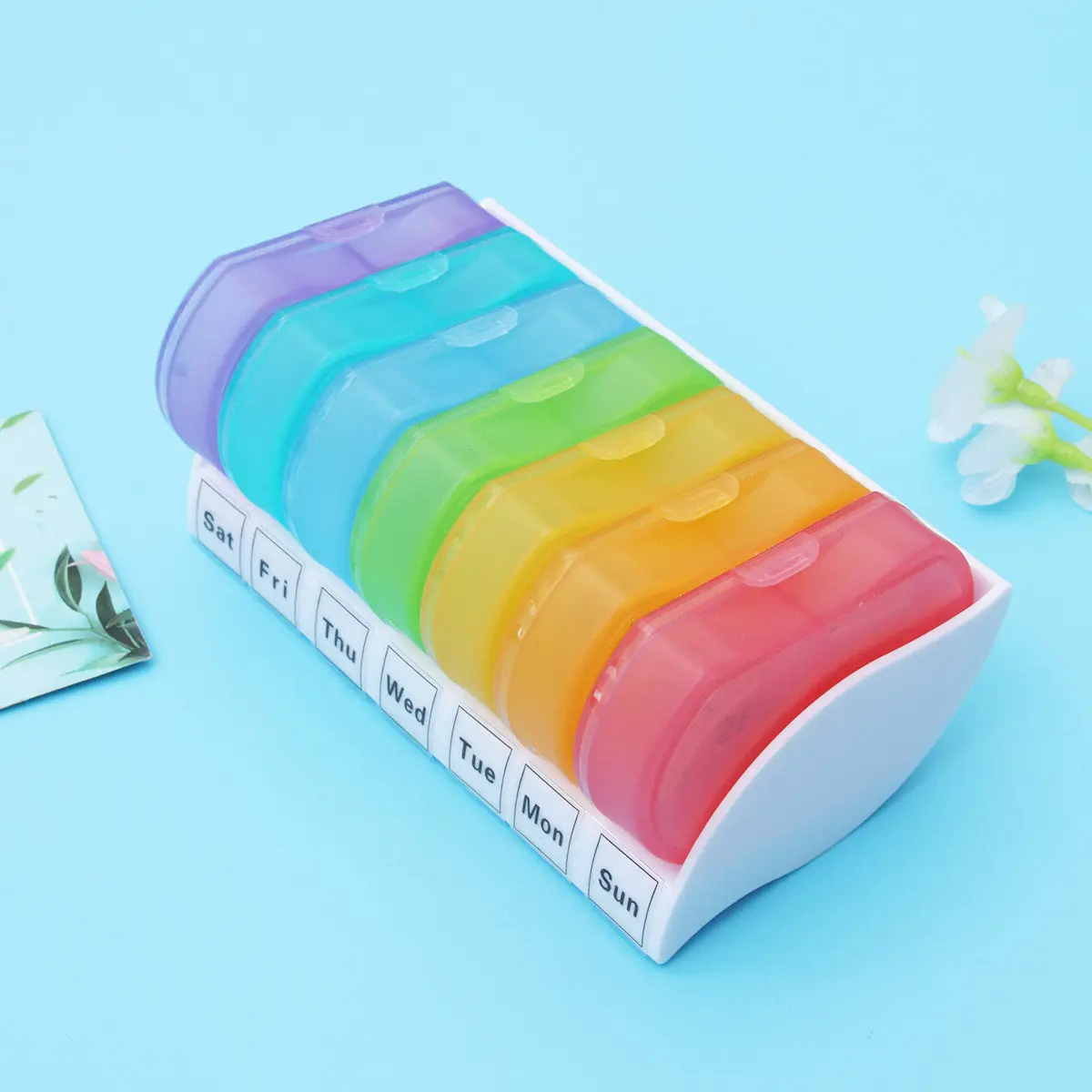 

2pcs Portable 7 Day Am Pill Organizer Medicine Storage Container Weekly Tablet Case For Travel Home Health Care Use