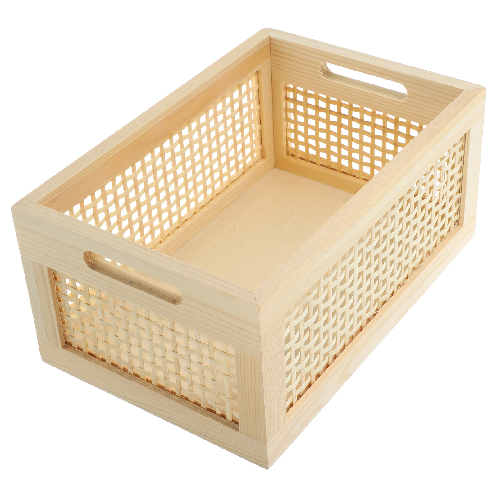 

Bamboo Woven Wood Storage Basket Desktop Sundries Holder Toy Bins Multipurpose ganizer Large Capacity Tissue Magazine