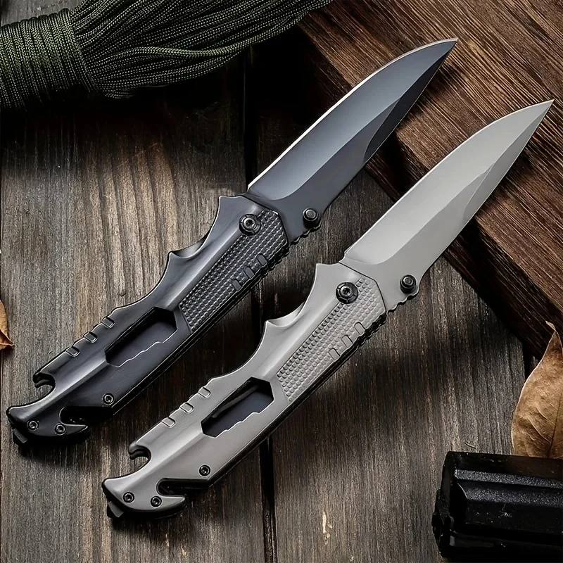 Outdoor Folding Pocket Knife Stainless Steel High Hardness EDC Camping Hiking Fruit Cutting Knife Portable Travel BBQ Tool Knife