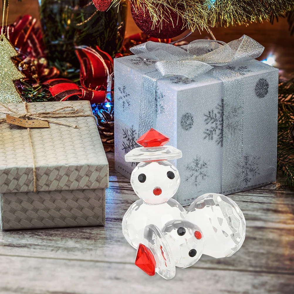 

3Pcs Crystal Snowman Statue Festive Xmas Ornament for Living Room Bedroom Study Car Desk Paperweight Craft