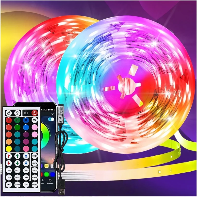 Smart LED Strip Lights 1m-40m Music Sync 5050 RGB Led Light with App and Remote Control Christmas Party Room Decoration Lighting