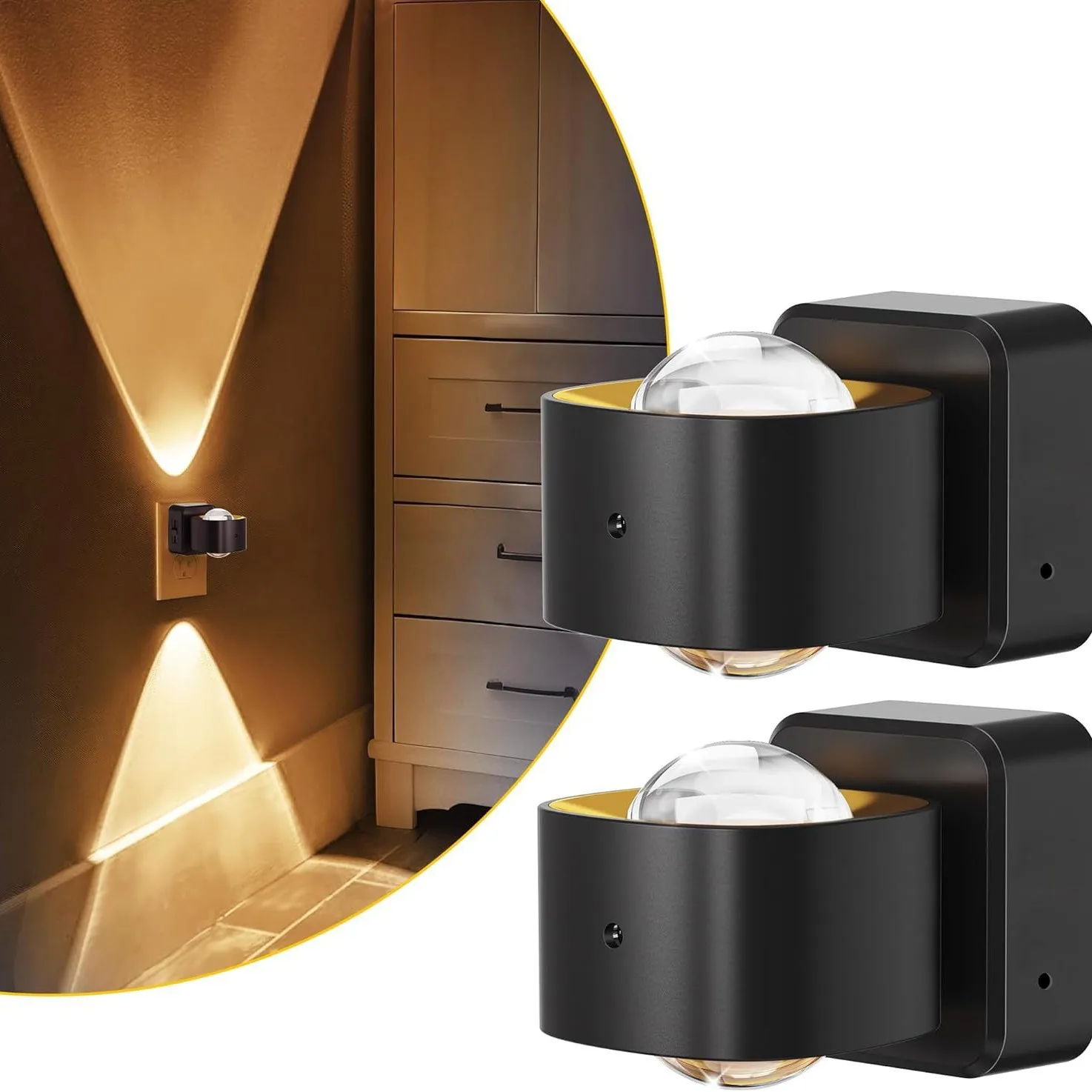 

Modern Simple Rotating LED Night Light Light Induction 3000K Soft White Plug-in Miniature Living Room Bedroom Night Light