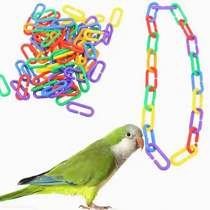 100PCS Parrot Toy Plastic Chain Honey Bag Flying Squirrel Parrot Toy C- shaped Hook Rainbow Bridge