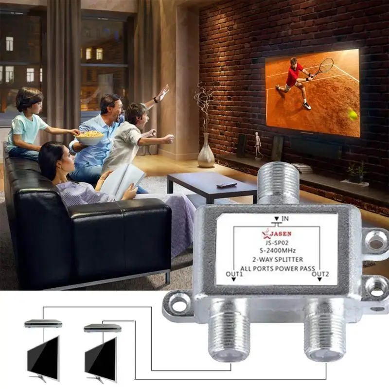 Conmutador de 2 vías para TV, conmutador de señal satélite en 1, doble puerto de TV, Cable de combinadores, Sat, Coaxial, diplexor, combinador