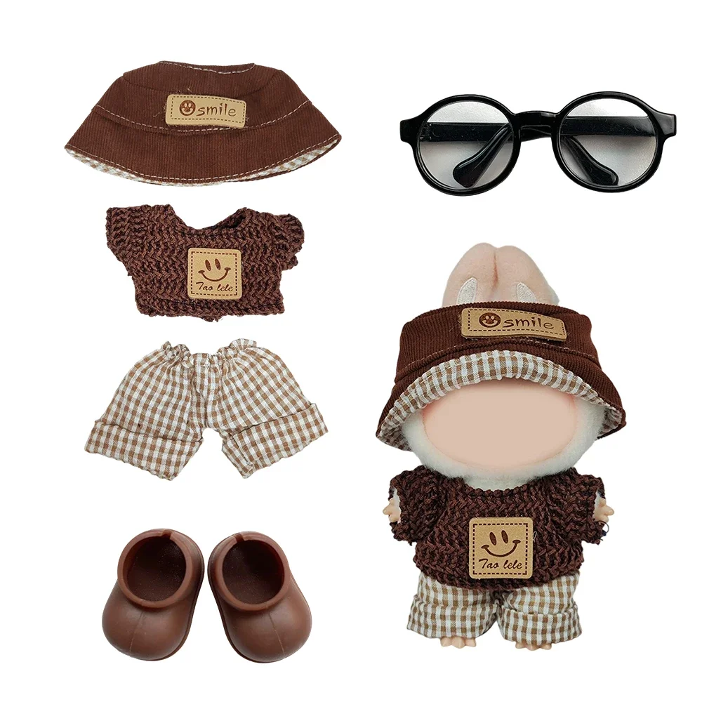 17cm Labubu Doll Clothes Set Fashion Sweater Outfit Accessories Cute Doll Clothing for V1 V2 Kawaii Plush Doll Changing Clothes