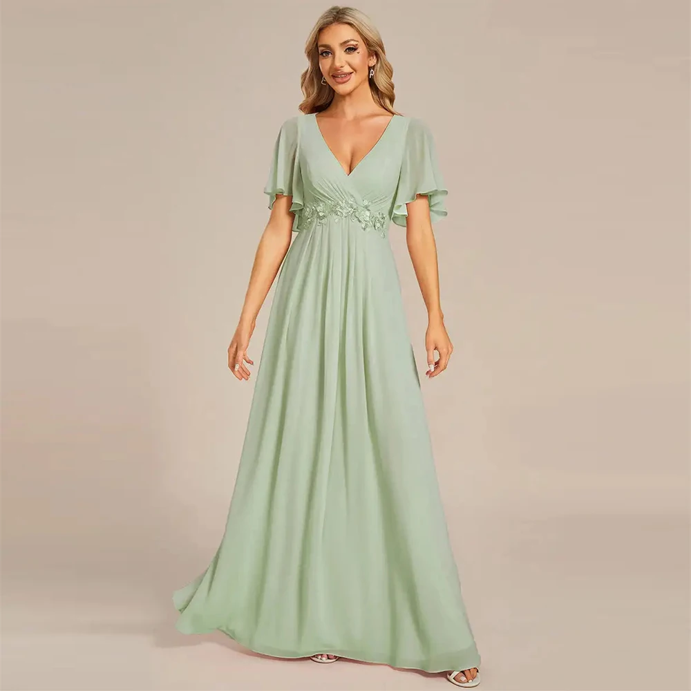 baziiingaaa-party-dress-v-neck-appliques-pleated-bridesmaid-dresses-evening-dress