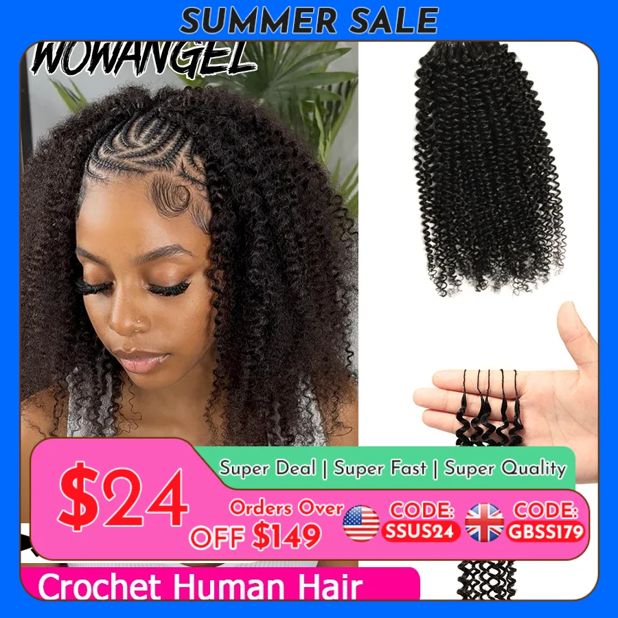 

Afro Kinky Curly Crochet Braiding Human Hair Tight Curly Pre-Separated Knotless Feather Crochet Human Hair Extensions With Loop