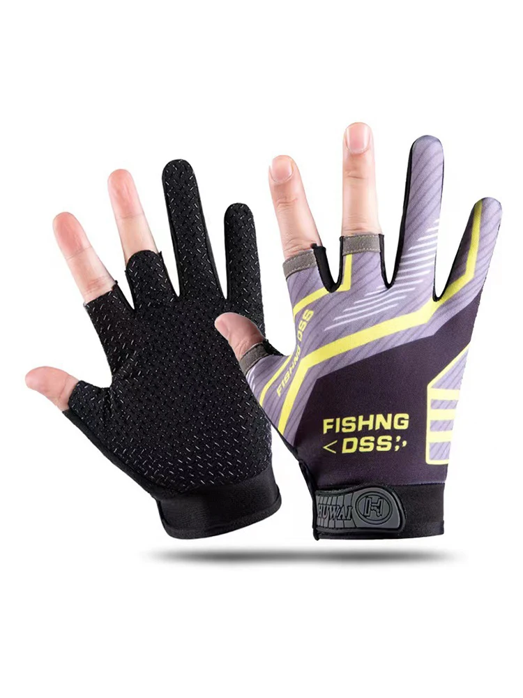 AliExpress NONE Men's Fishing Gloves Autumn Winter Velvet Warm Cycling Gloves Anti-Slip Three-Fingerless Hiking Camping Ice Fishing Gloves