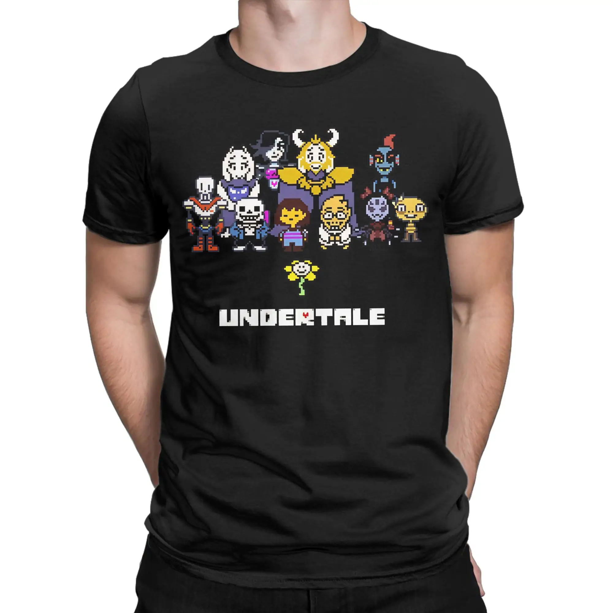 Cute Cartoon Monster Design  Classic Undertale Graphic 100% Cotton T-Shirt Tops Tees For Men