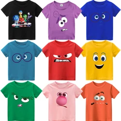 Inside Out 2 T-shirts for Boys Girls Anime Fun Emoji Printing Summer Tops Children Fashion Short Sleeves T-shirt Kids Clothes