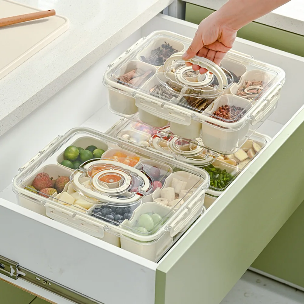 

New 2/4/8 Separated Seasoning Box Dustproof Plastic Charcuterie Container Special Design Convenient Divided Serving Tray Kitchen