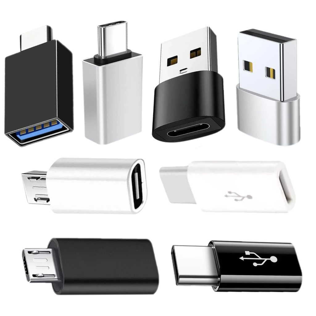 USB-to-USB-C Adapter Kit: Includes USB-A (Female) to USB-C (Male) Adapters and Micro-USB (Female) to USB-C (Male) Converters
