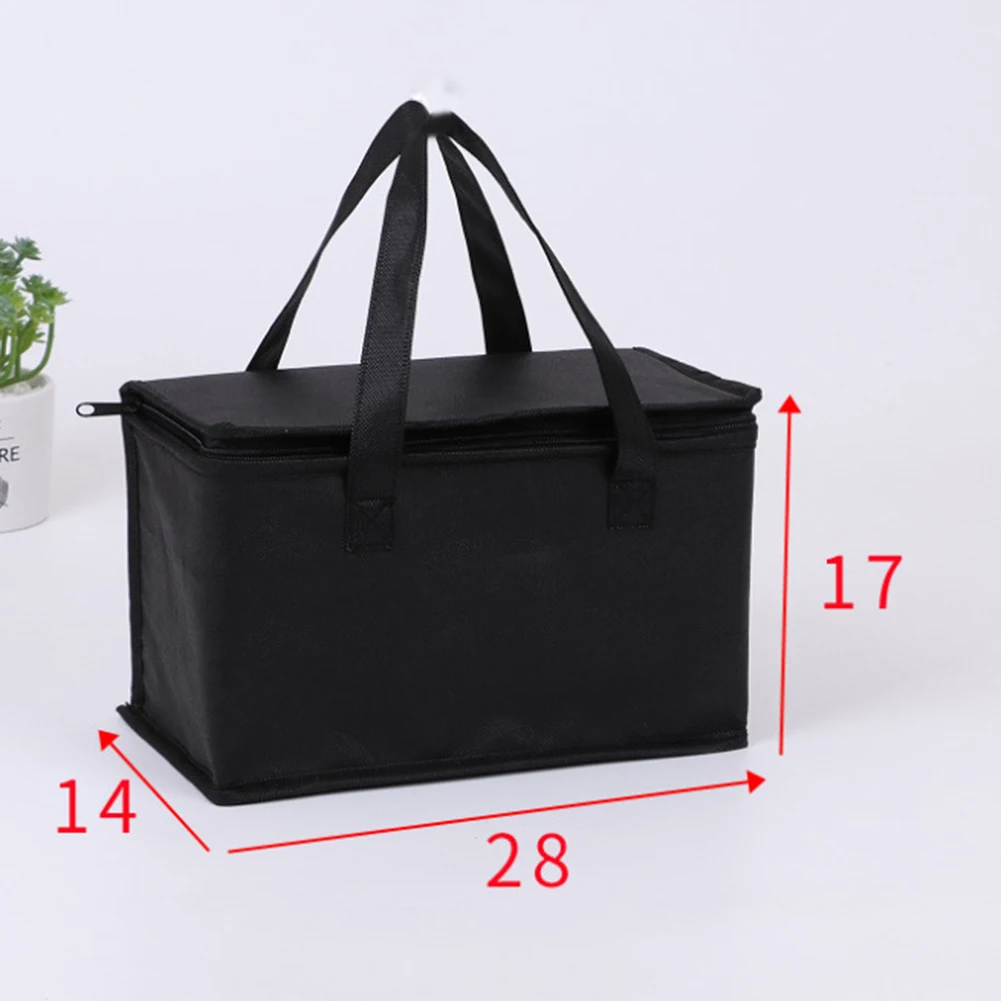 

Picnic Bag Portable Large Lunch Bag Food Thermal Bag Beer Delivery Bag (Black L)