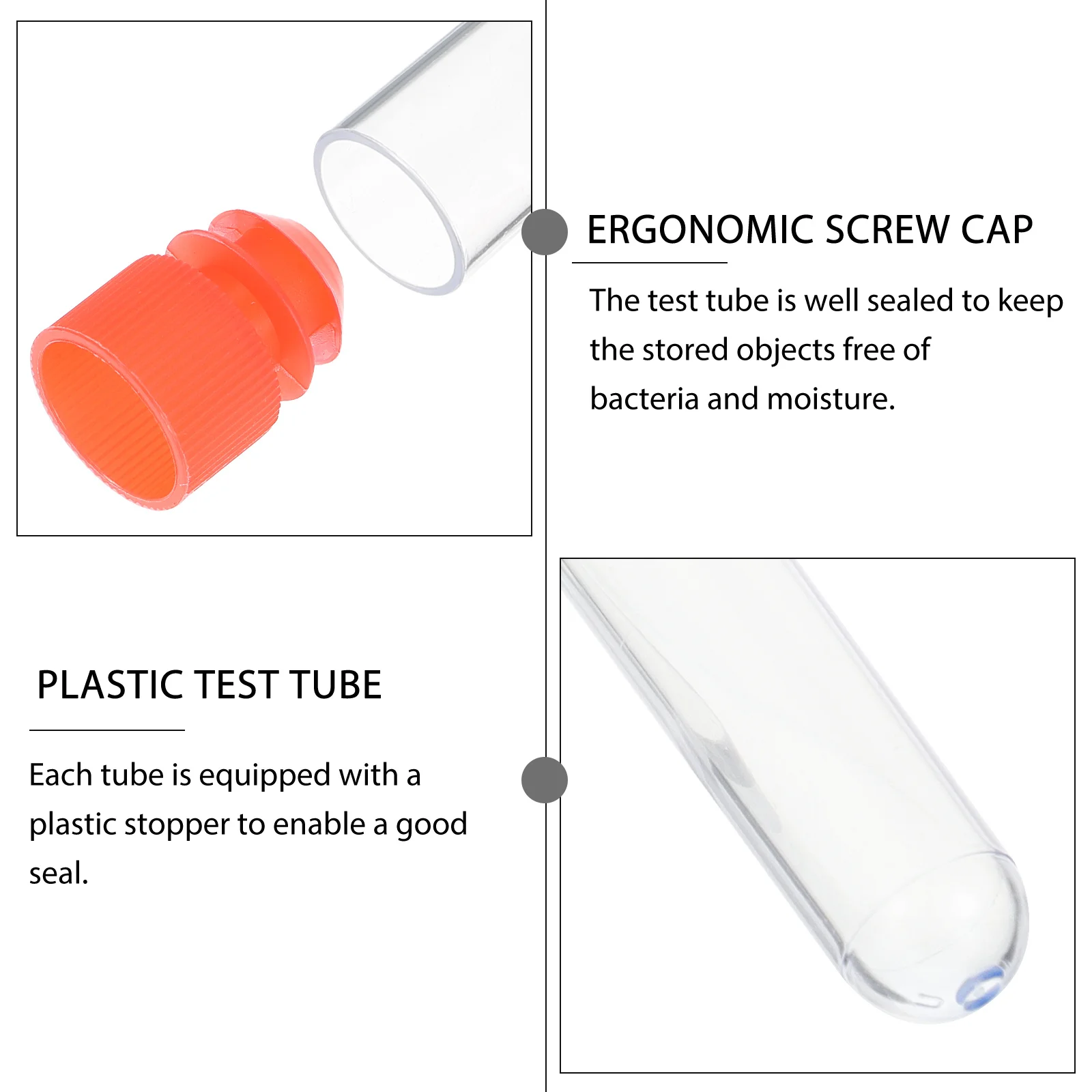 

40Pcs Science Experiment Test Tubes Plastic Tubes Sealable Stoppers Teaching Liquid Storage Chemistry Tools Storage Containers