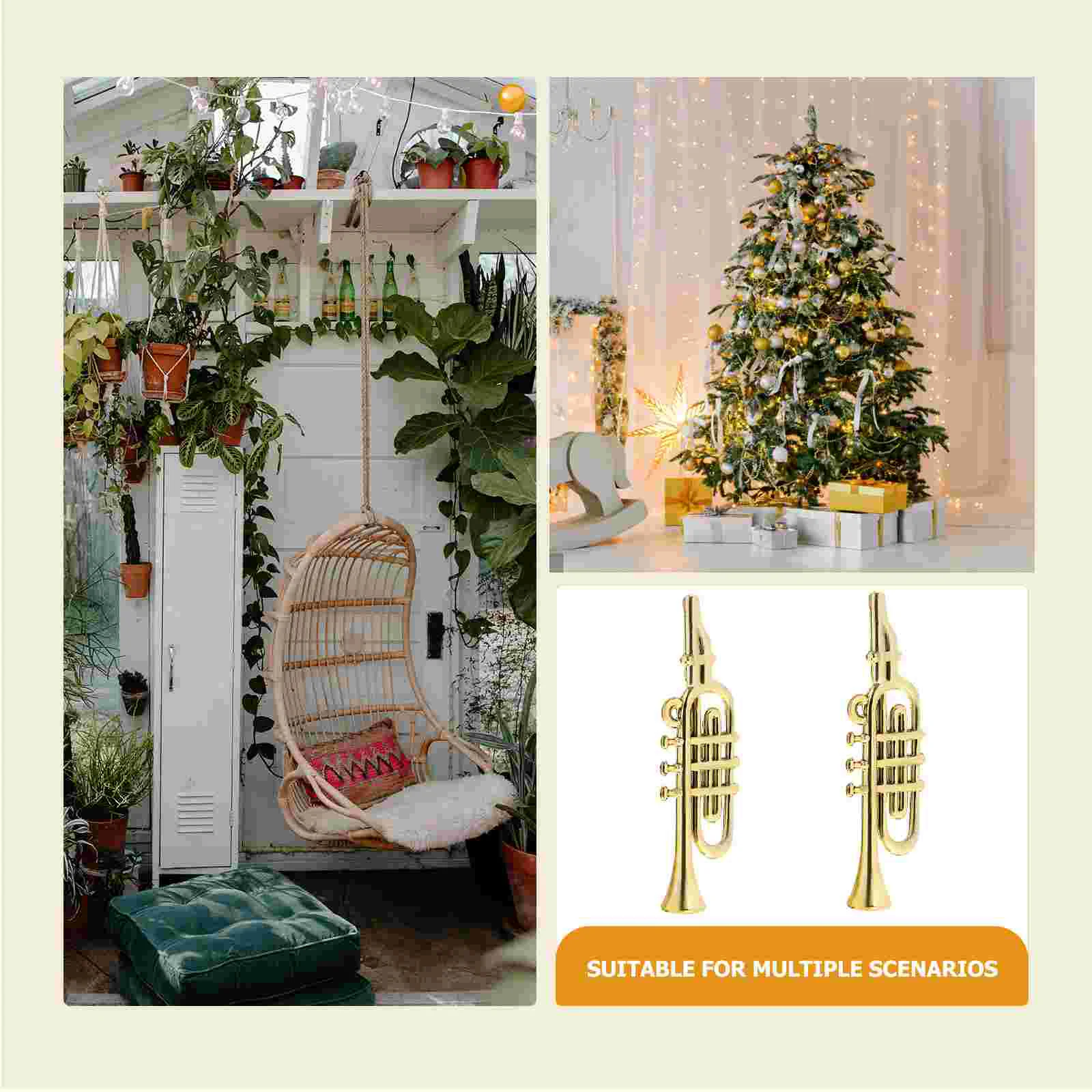 20 Pcs Mini Musical Instrument Model Christmas Ornaments Toy Trombone Piano Toys Plastic Instruments Miniature Pendant