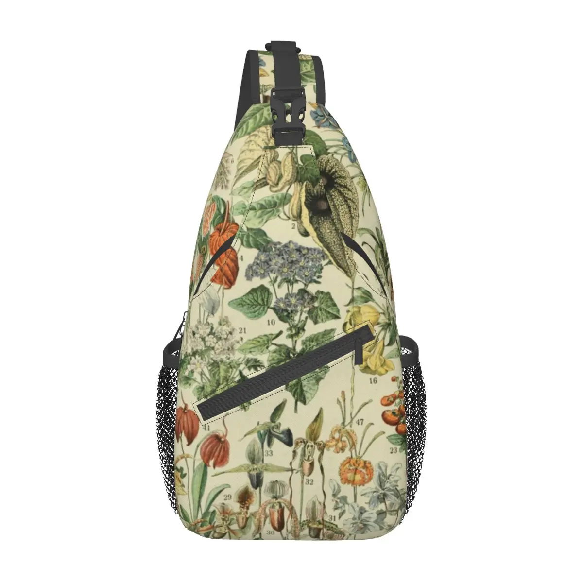 Adolphe Millot Fleurs Sling Sacos Peito Crossbody Ombro Mochila Esportes Ao Ar Livre Daypacks Flores Vintage Padrão Sacos