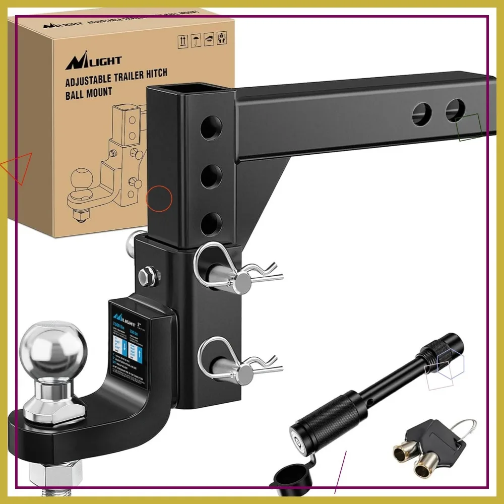 

8-Position Adjustable Trailer Hitch with 2-Inch Ball, 7500 lbs Capacity for Trailers and RVs