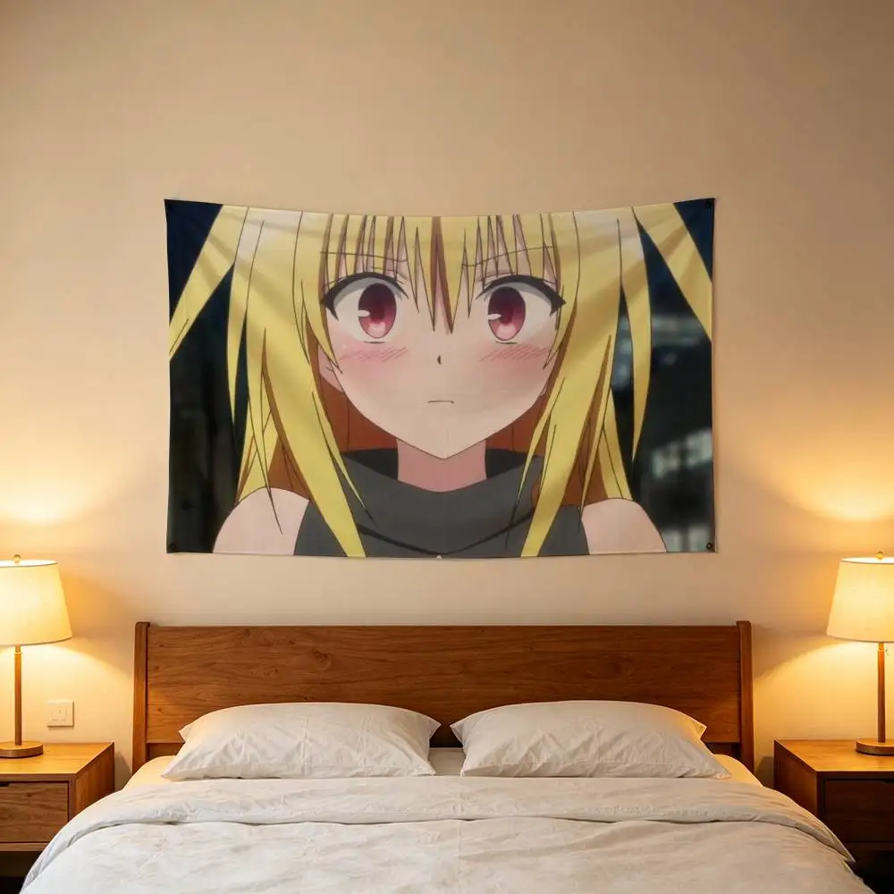 To Love Ru Golden Darkness Yami Flag Digital Printing Banner for Garage Wall Out Door Decoration