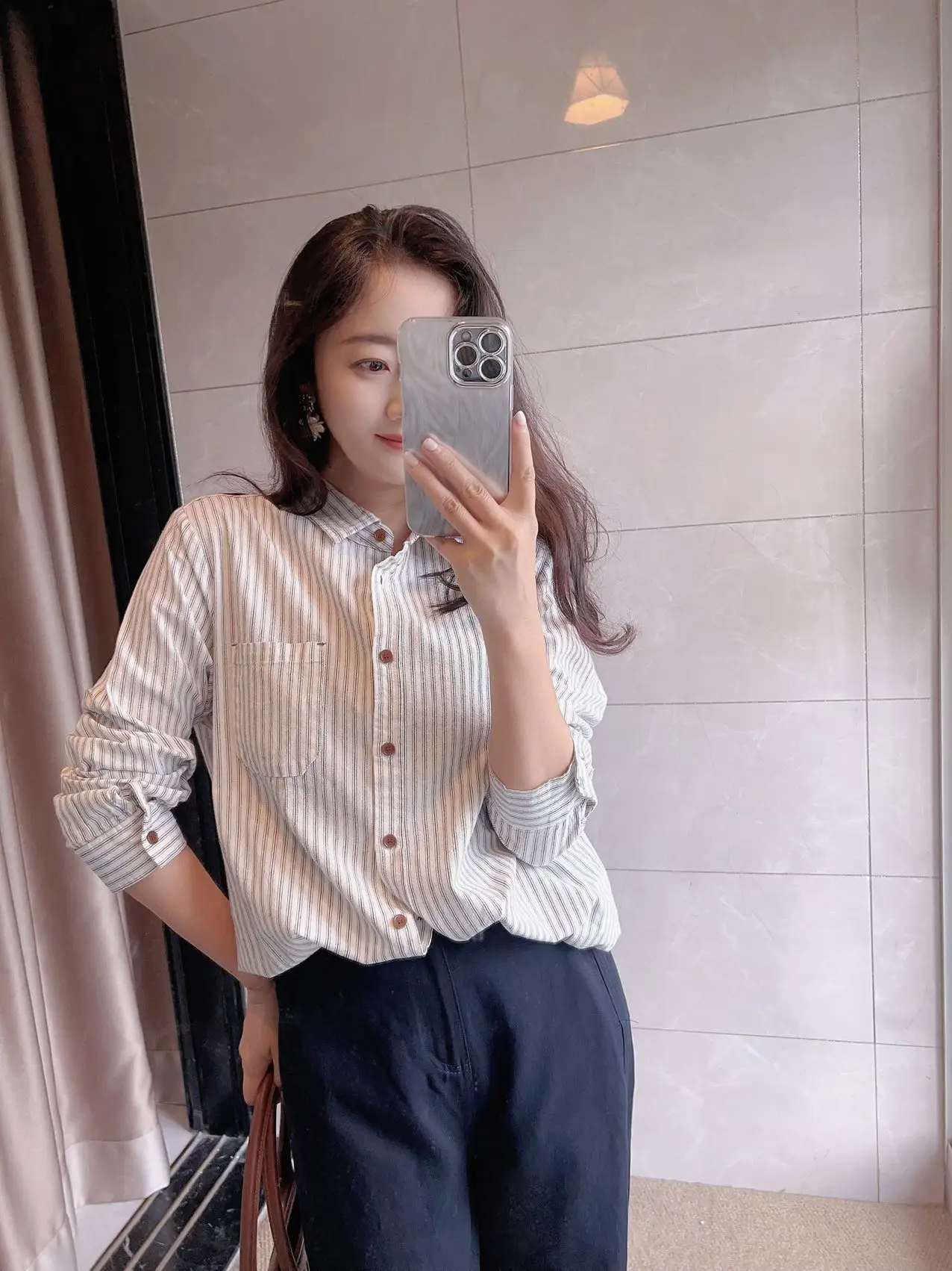 

Легкий, мягкий хлопковый японский длинный халат в полоску Princ Barbara для дома и повседневной носки, женский, модный