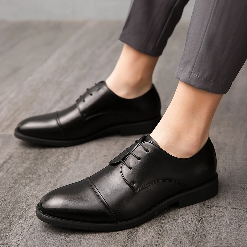 New Men Fashion Formal Shoes Black Brown Lace up Business High Quality Derby Shoes Gentleman Social Shoes Size 38-48 Men Shoes