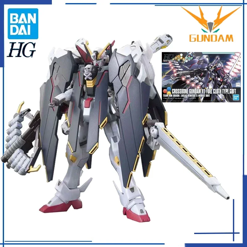 In stock Bandai Original Gundam HGBF 1/144 Crossbone Gundam X1 Full Cloth Collectible Gifts Action Figure Assembly Model Kit