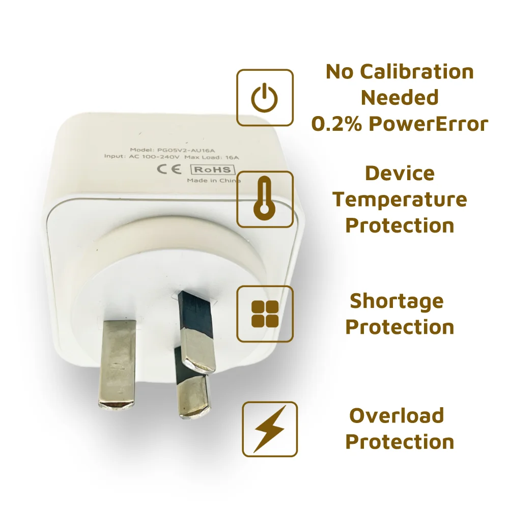 Preflashed ESP32C3 TASMOTA WiFi AU Plug Works With Matter Home Assitant Electric Consumption Monitoring 10A